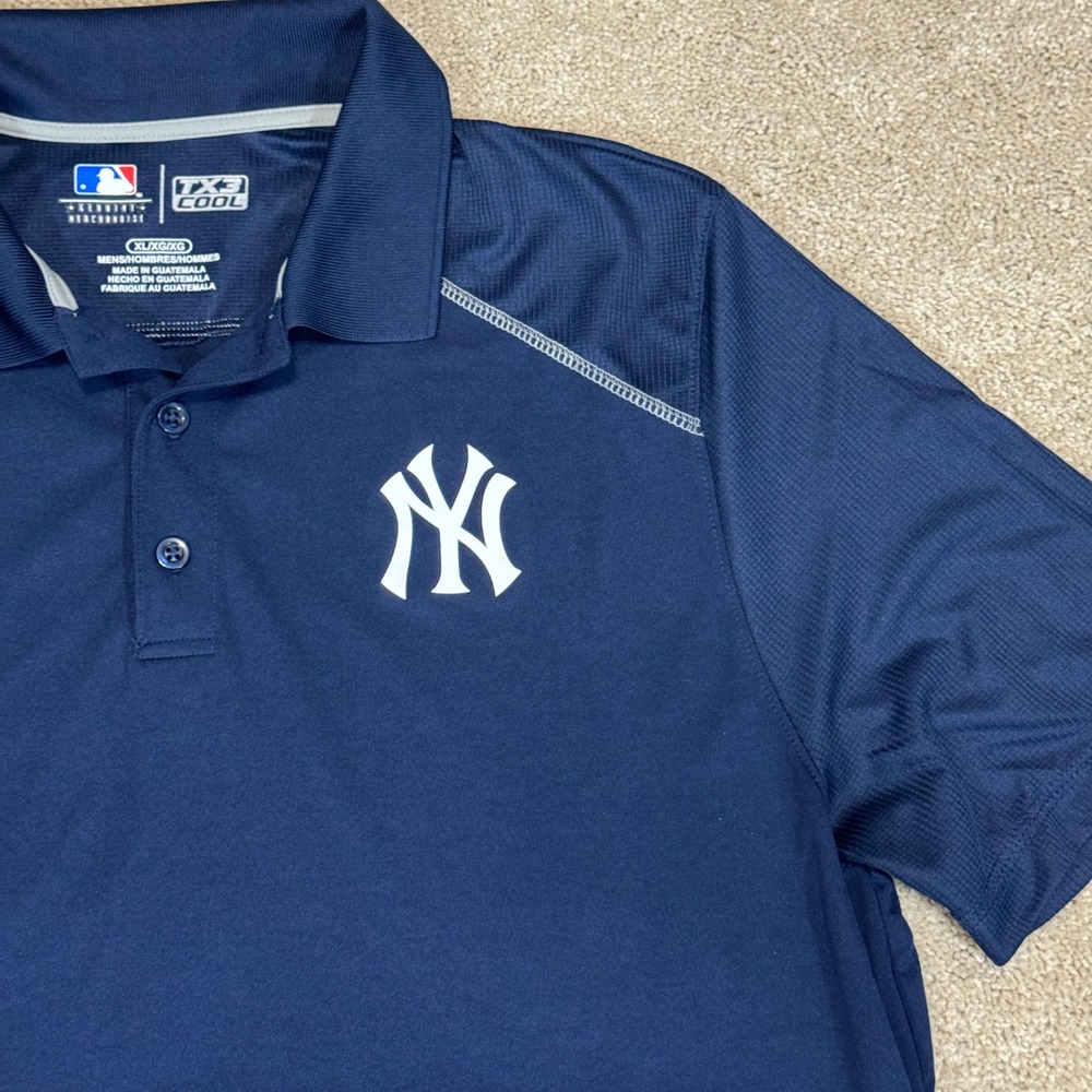 MLB New York Yankees Mens XL Navy Blue TX3 Cool Performance Polo Shirt - Picture 3 of 7